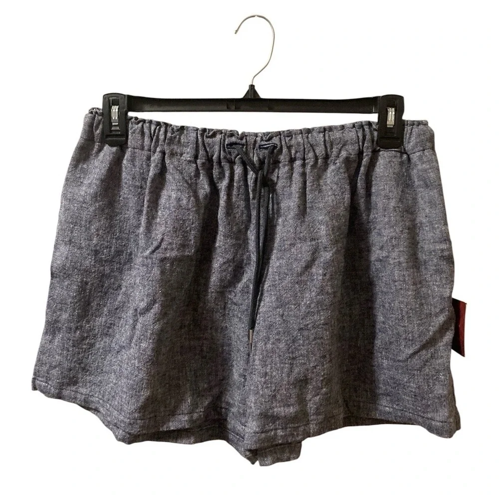 Linen Blend Navy‎ Shorts Sz XL NWT Elastic Drawstring Waist Casual Beachy
